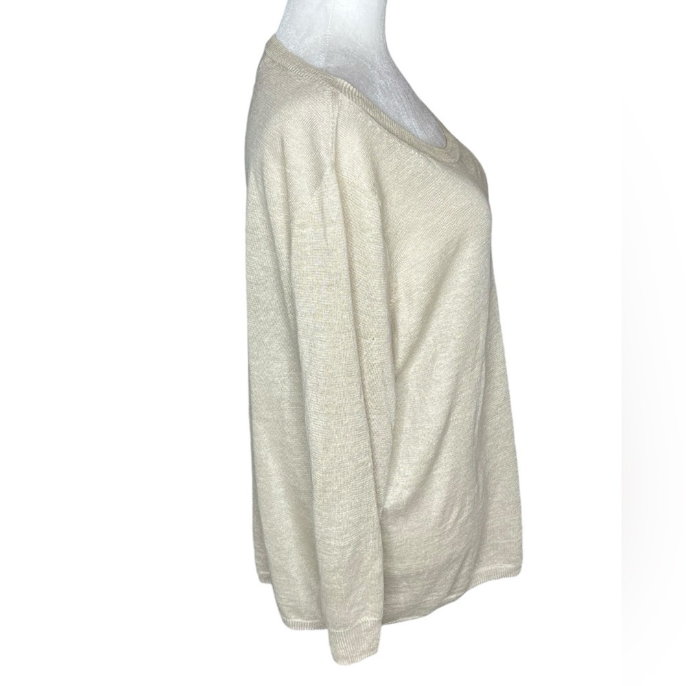 J.Crew Black Label 100% Linen Sweater Blouse Cream | Size Medium - Picture 7 of 13